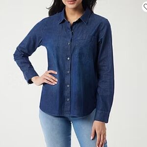Gloria Vanderbilt Womens Long Sleeve Regular Fit Button-Down Shirt